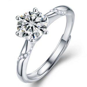 Certified 2ct. t.w. Diamond Moissanite Solitaire Ring NEW D